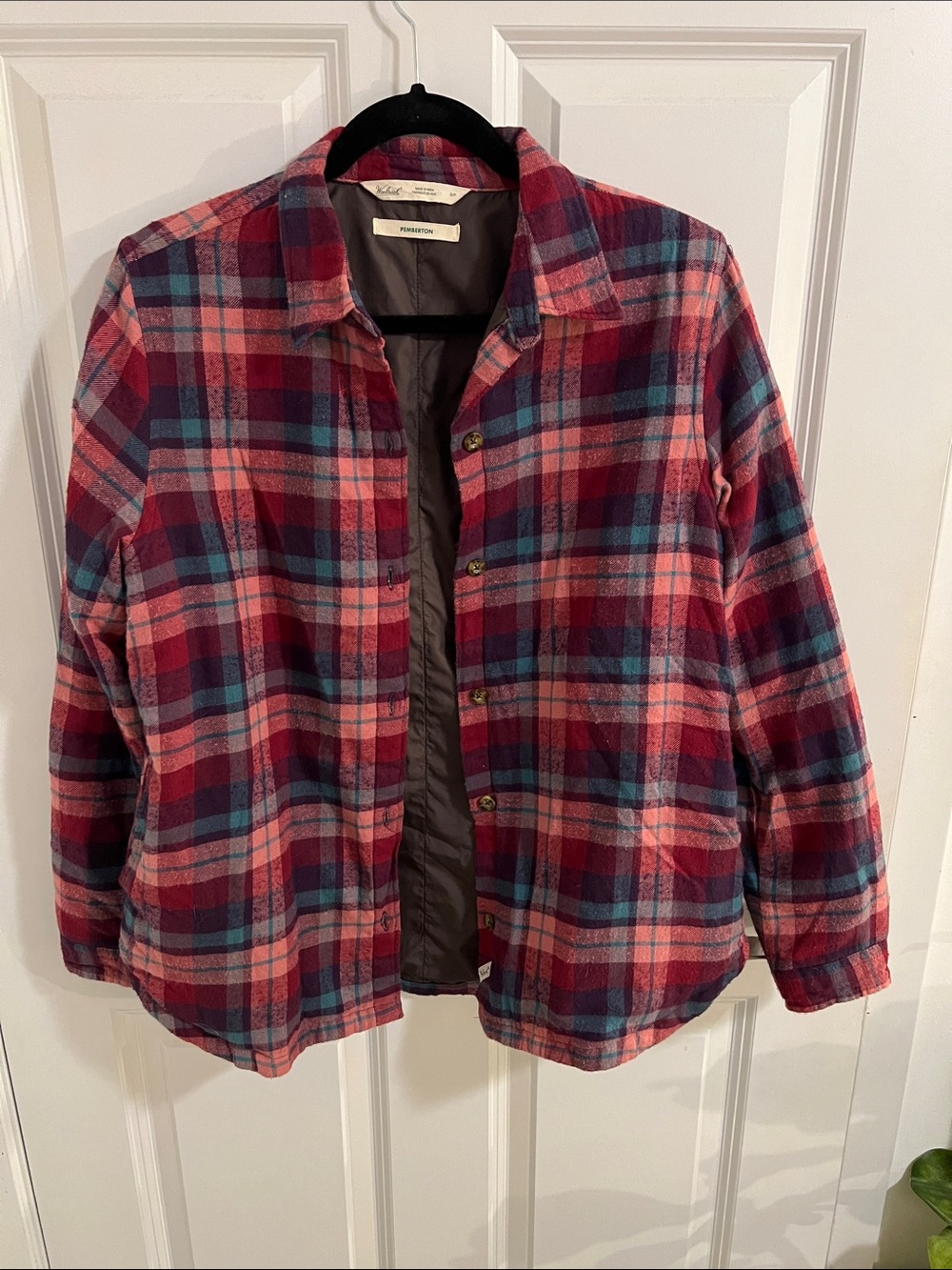 Woolrich Pink, Red and Blue Plaid Utility Jacket Pemberton